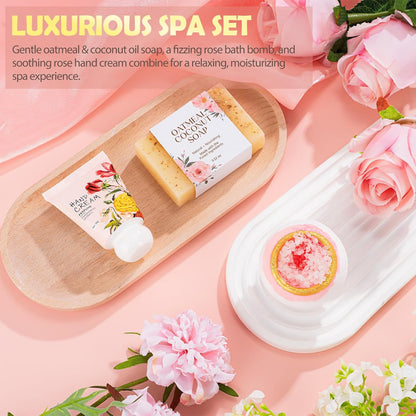 Gifts for Women, 9pcs Happy Birthday Gifts for Women, Christmas Ideas Mothers Day Gift Baskets Unique Rose Self Care Set Valentines Day Gift for Her Mom Sister Wife Friend Friendship Teacher
