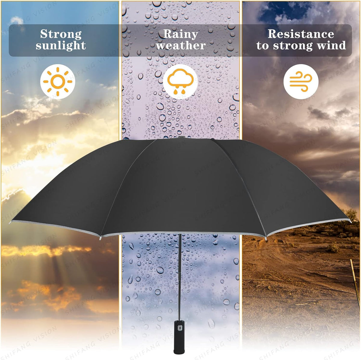 Umbrella Windproof Travel Umbrellas for Rain - Easy Auto Open Close, Durable & Compact Umbrella, Strong Metal Frame, Windproof and Waterproof Umbrella for Travel