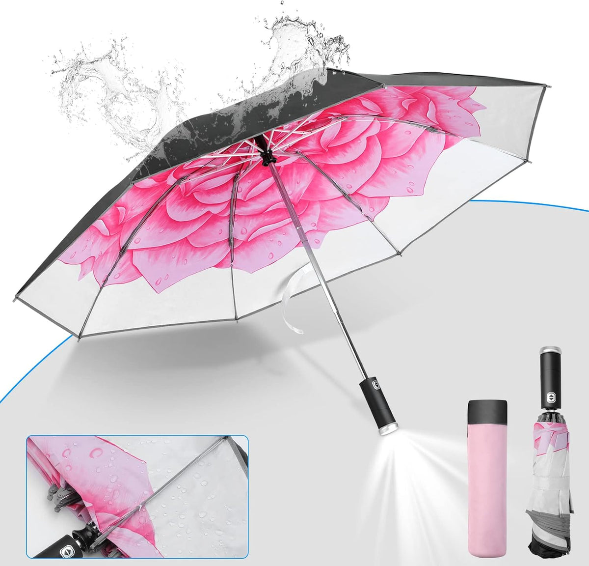 Umbrella Windproof Travel Umbrellas for Rain - Easy Auto Open Close, Durable & Compact Umbrella, Strong Metal Frame, Windproof and Waterproof Umbrella for Travel