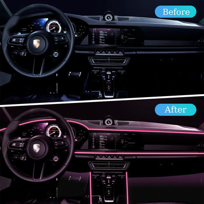 16FT EL Wire Strip Lights, USB Car Neon Trim, Sewing Edge, Pink