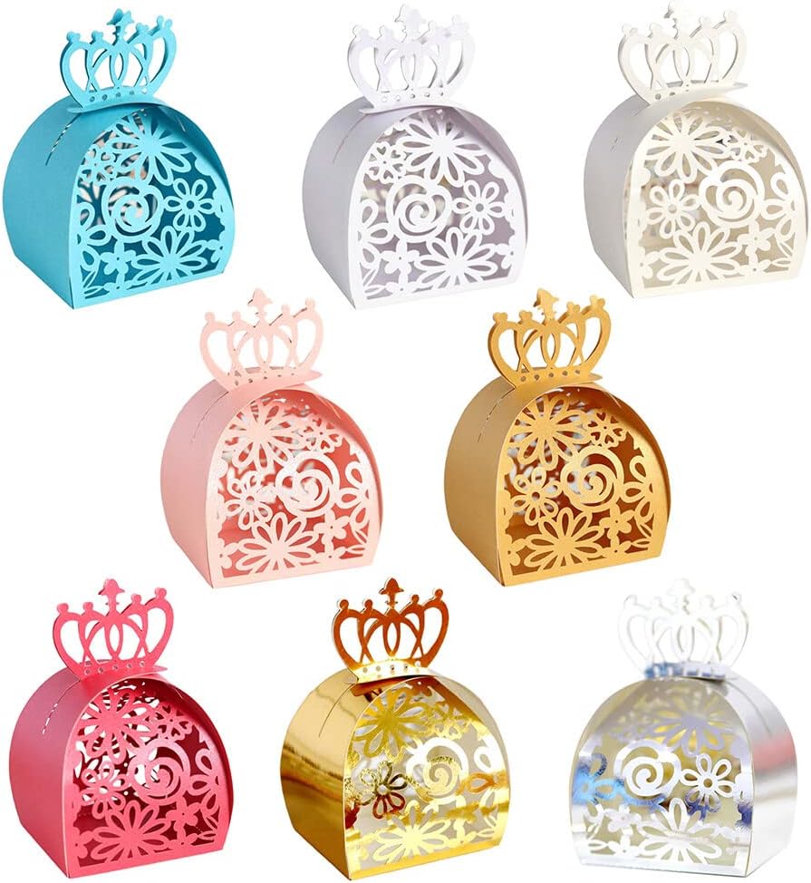 Katutude 50 Pcs Wedding Favor Boxes Small Candy Box Empty Paper Gift Boxes Baptism Favor Boxes Chocolate Candy Gift Box for Wedding Bridal Shower Baby Shower Birthday Party Decorations