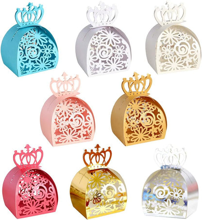 Katutude 50 Pcs Wedding Favor Boxes Small Candy Box Empty Paper Gift Boxes Baptism Favor Boxes Chocolate Candy Gift Box for Wedding Bridal Shower Baby Shower Birthday Party Decorations