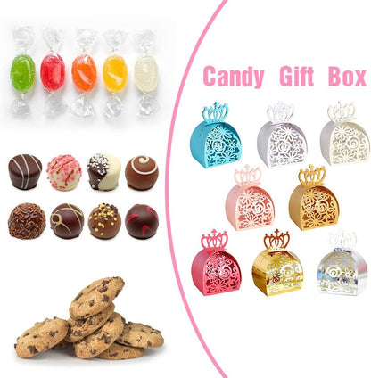 Katutude 50 Pcs Wedding Favor Boxes Small Candy Box Empty Paper Gift Boxes Baptism Favor Boxes Chocolate Candy Gift Box for Wedding Bridal Shower Baby Shower Birthday Party Decorations