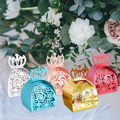 Katutude 50 Pcs Wedding Favor Boxes Small Candy Box Empty Paper Gift Boxes Baptism Favor Boxes Chocolate Candy Gift Box for Wedding Bridal Shower Baby Shower Birthday Party Decorations