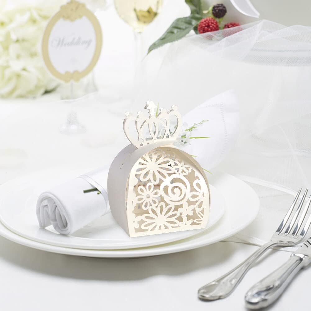 Katutude 50 Pcs Wedding Favor Boxes Small Candy Box Empty Paper Gift Boxes Baptism Favor Boxes Chocolate Candy Gift Box for Wedding Bridal Shower Baby Shower Birthday Party Decorations