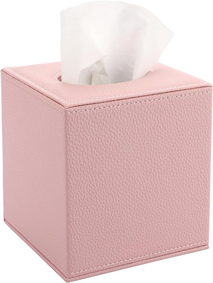 Tissue Box Cover Square,Magnetic Bottom PU Tissue Box Holder,Pink