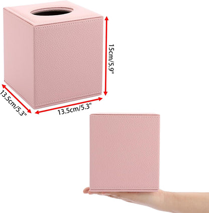 Tissue Box Cover Square,Magnetic Bottom PU Tissue Box Holder,Pink