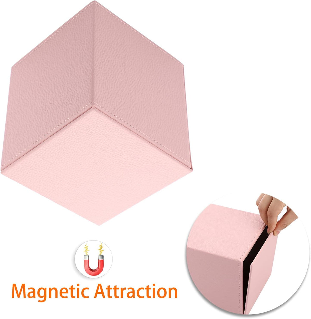 Tissue Box Cover Square,Magnetic Bottom PU Tissue Box Holder,Pink