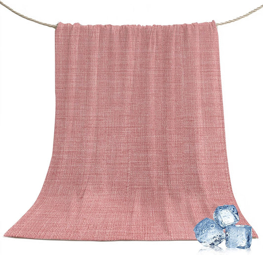 Cooling Blanket 50"x60", Vintage Pink Summer Cooling Blanket Breathable Lightweight Ice Blankets Farm Retro Linen Blankets for Night Sweats