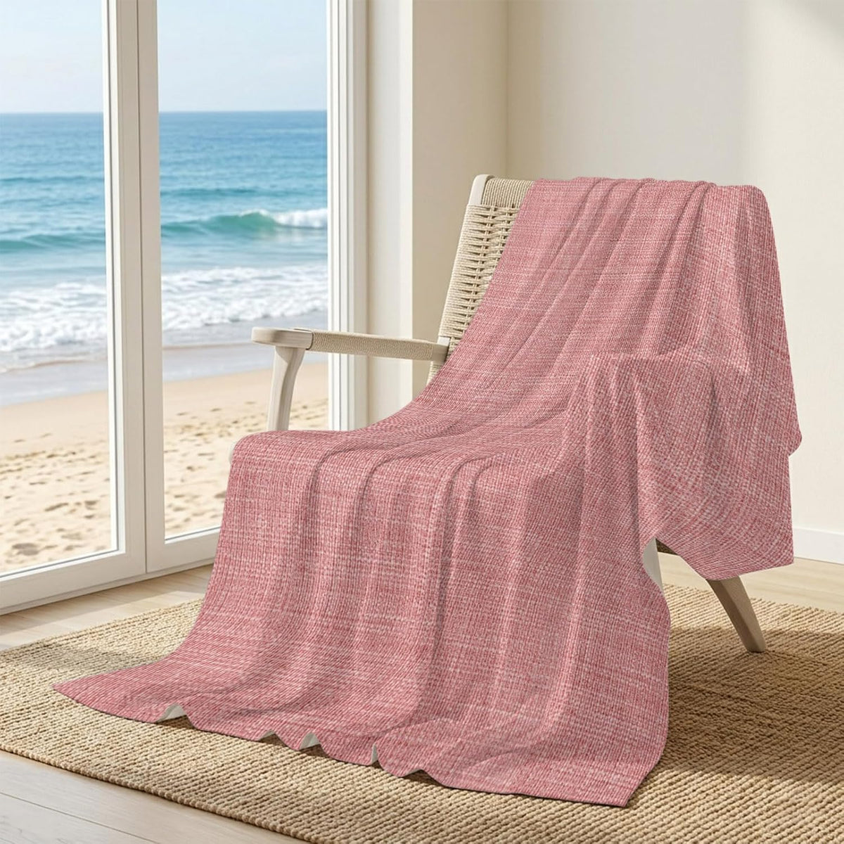 Cooling Blanket 50"x60", Vintage Pink Summer Cooling Blanket Breathable Lightweight Ice Blankets Farm Retro Linen Blankets for Night Sweats