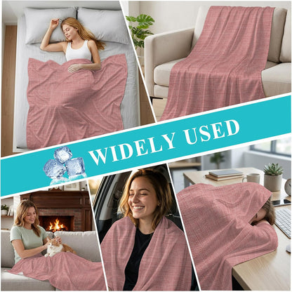 Cooling Blanket 50"x60", Vintage Pink Summer Cooling Blanket Breathable Lightweight Ice Blankets Farm Retro Linen Blankets for Night Sweats