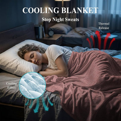 Cooling Blanket 50"x60", Vintage Pink Summer Cooling Blanket Breathable Lightweight Ice Blankets Farm Retro Linen Blankets for Night Sweats