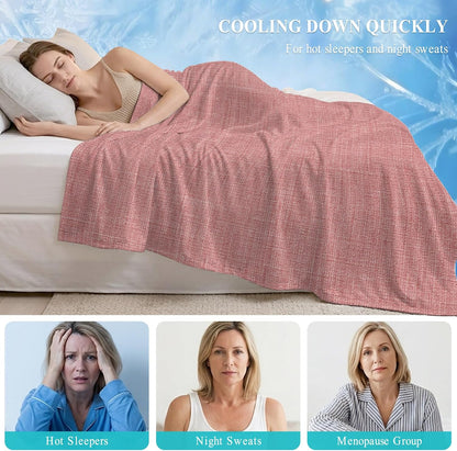 Cooling Blanket 50"x60", Vintage Pink Summer Cooling Blanket Breathable Lightweight Ice Blankets Farm Retro Linen Blankets for Night Sweats