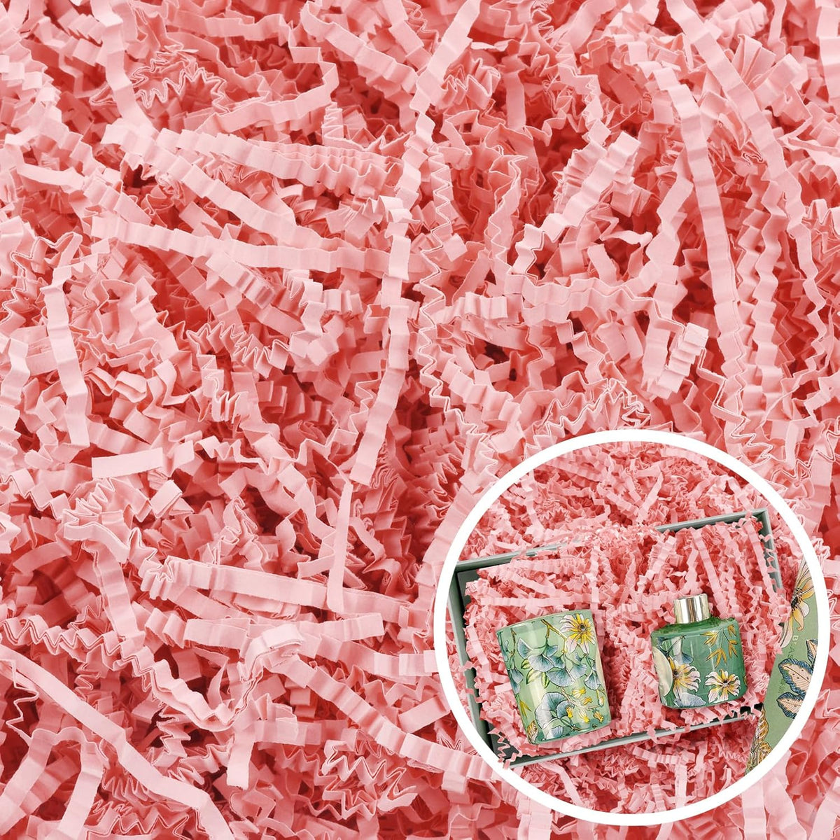 Pink Crinkle Paper Filler for Gift Cushion Baskets Box Bags Wrapping 1/2 LB, Shredded Paper Grass Confetti Stuffing for Bridesmaid Engagement Wedding Christmas Halloween Thanksgiving Valentine's Day Easter Mother's Day