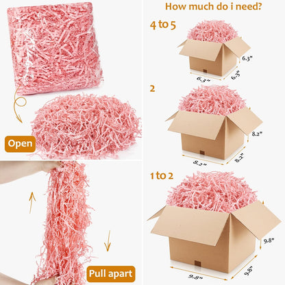 Pink Crinkle Paper Filler for Gift Cushion Baskets Box Bags Wrapping 1/2 LB, Shredded Paper Grass Confetti Stuffing for Bridesmaid Engagement Wedding Christmas Halloween Thanksgiving Valentine's Day Easter Mother's Day
