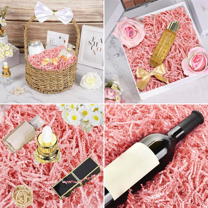 Pink Crinkle Paper Filler for Gift Cushion Baskets Box Bags Wrapping 1/2 LB, Shredded Paper Grass Confetti Stuffing for Bridesmaid Engagement Wedding Christmas Halloween Thanksgiving Valentine's Day Easter Mother's Day