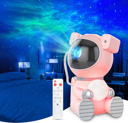 Astronaut Galaxy Projector, Remote & Timer Night Light, Pink