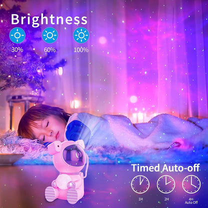 Astronaut Galaxy Projector, Remote & Timer Night Light, Pink