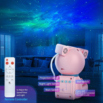 Astronaut Galaxy Projector, Remote & Timer Night Light, Pink