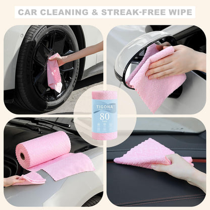 80 Pack Microfiber Cleaning Cloth Roll Reusable Paper Towels 12"x12" Tear Away Cloth,Absorbent Dish Rags for House Kitchen,Wash Cloths,Lint Free Rags for Window Cars Cleaning Supplies