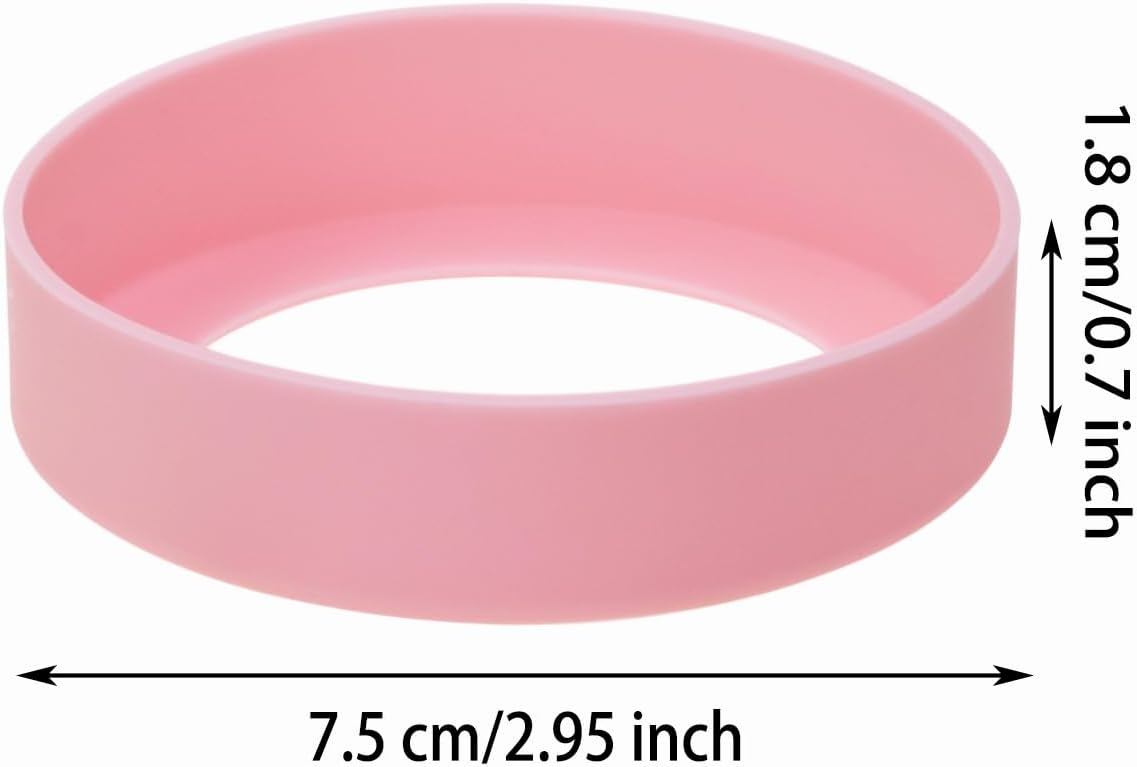 3pcs 7.5cm Silicon Protective Cup Mat Sleeve Heat-Resistant Bottle Holder Rubber Coaster Tumblers Protector Base Pad Non-Slip Bottom Cover Ring Accessories for Thermos Cup (Light Pink)