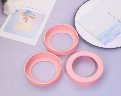 3pcs 7.5cm Silicon Protective Cup Mat Sleeve Heat-Resistant Bottle Holder Rubber Coaster Tumblers Protector Base Pad Non-Slip Bottom Cover Ring Accessories for Thermos Cup (Light Pink)