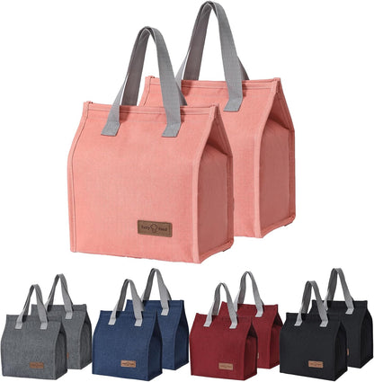 2Pcs Pink Lunch Bag Insulated, Lunch Box Bag, Reusable Lunch Tote Bag