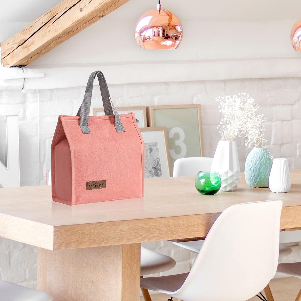 2Pcs Pink Lunch Bag Insulated, Lunch Box Bag, Reusable Lunch Tote Bag