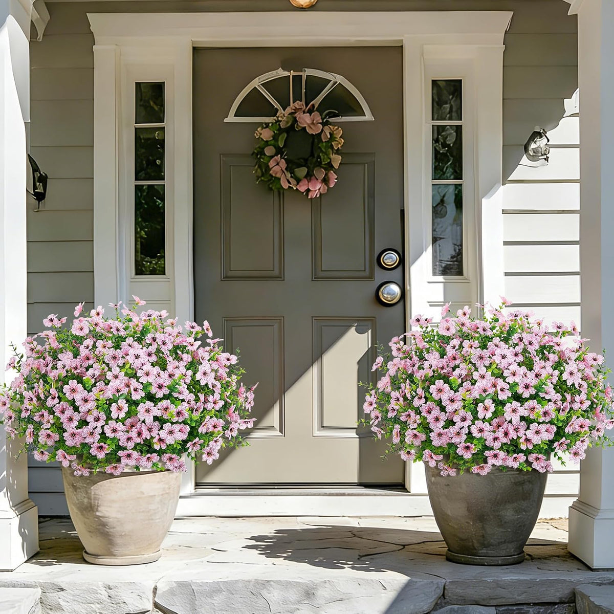 Artificial Flowers for Outdoors, 18 Pcs Fake Daisy Flowers, Pink