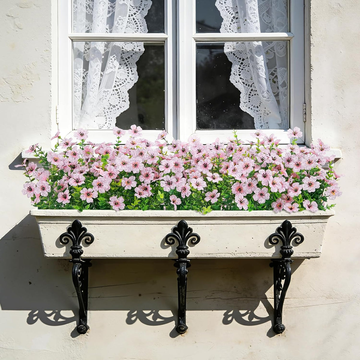 Artificial Flowers for Outdoors, 18 Pcs Fake Daisy Flowers, Pink