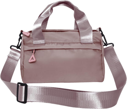 Mini Gym Bag Sport Bag Adjustable Small Duffle Bag Detachable Strap Gym Tote for Women Men Portable Fitness Shoulder Bag for Sports Travel (Pink)