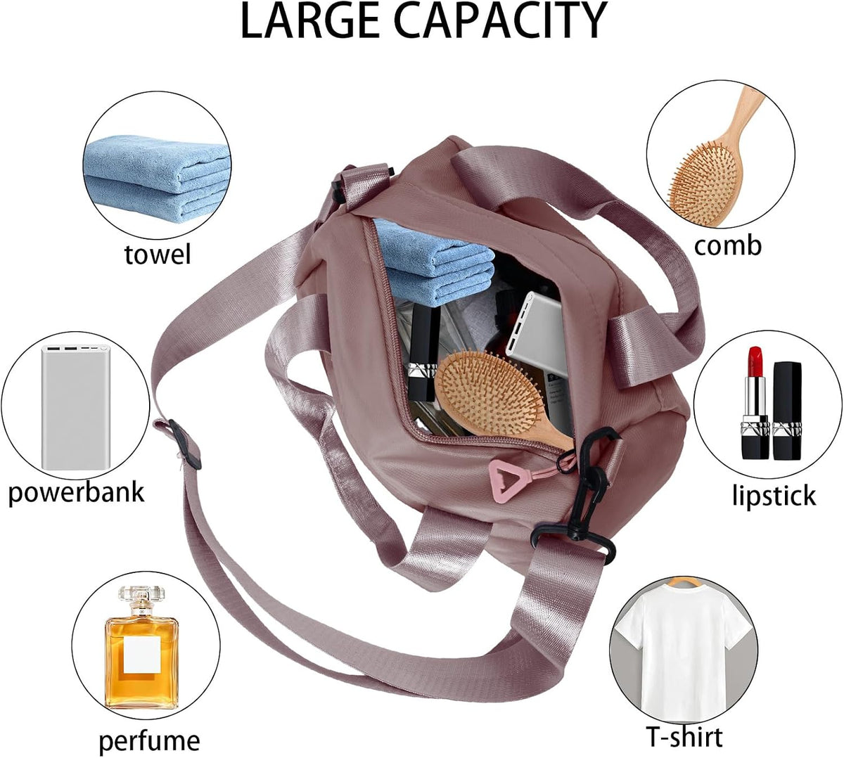 Mini Gym Bag Sport Bag Adjustable Small Duffle Bag Detachable Strap Gym Tote for Women Men Portable Fitness Shoulder Bag for Sports Travel (Pink)