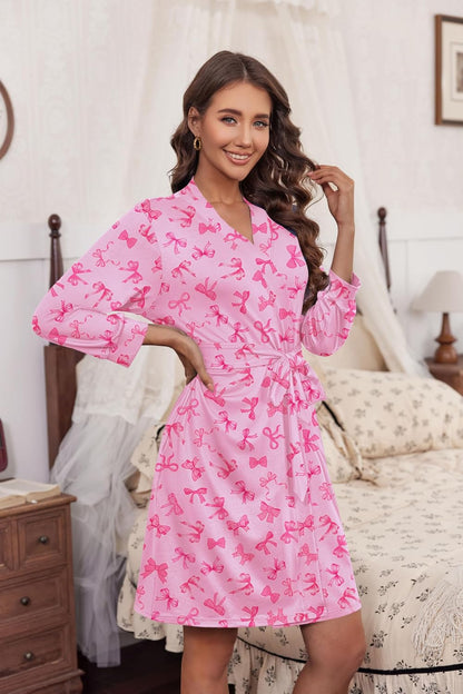 Womens Robe Lightweight Short Knit Bathrobe Soft Ladies Sleepwear