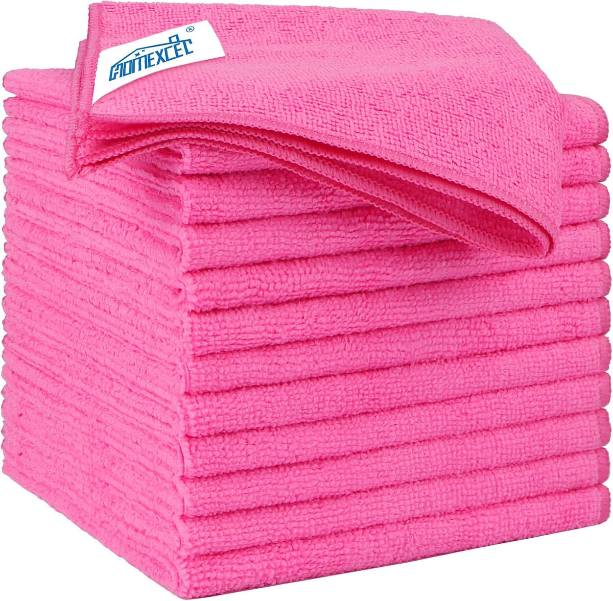 Pink Microfiber Cleaning Cloth 12 Pack, 12.5 x 12.5 inch Microfiber Towels for Cars, Ultra Absorbent Car Washing Cloth, Lint Free Streak Free Cleaning Rags for Car, Kitchen, and Window