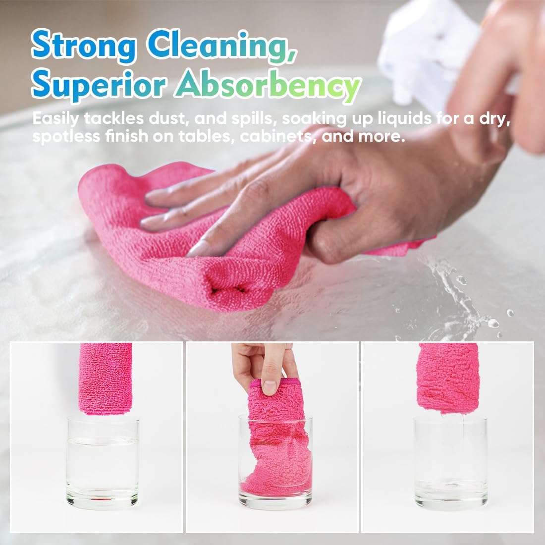 Pink Microfiber Cleaning Cloth 12 Pack, 12.5 x 12.5 inch Microfiber Towels for Cars, Ultra Absorbent Car Washing Cloth, Lint Free Streak Free Cleaning Rags for Car, Kitchen, and Window