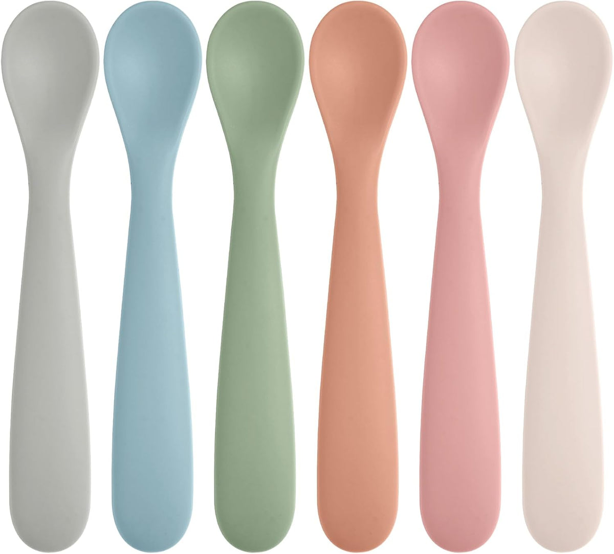 6 Pack Silicone Baby Spoons Self Feeding 6 Months+, BPA Free