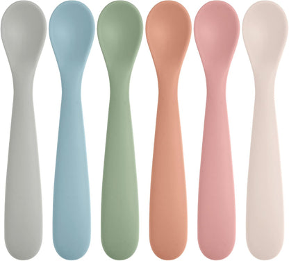 6 Pack Silicone Baby Spoons Self Feeding 6 Months+, BPA Free
