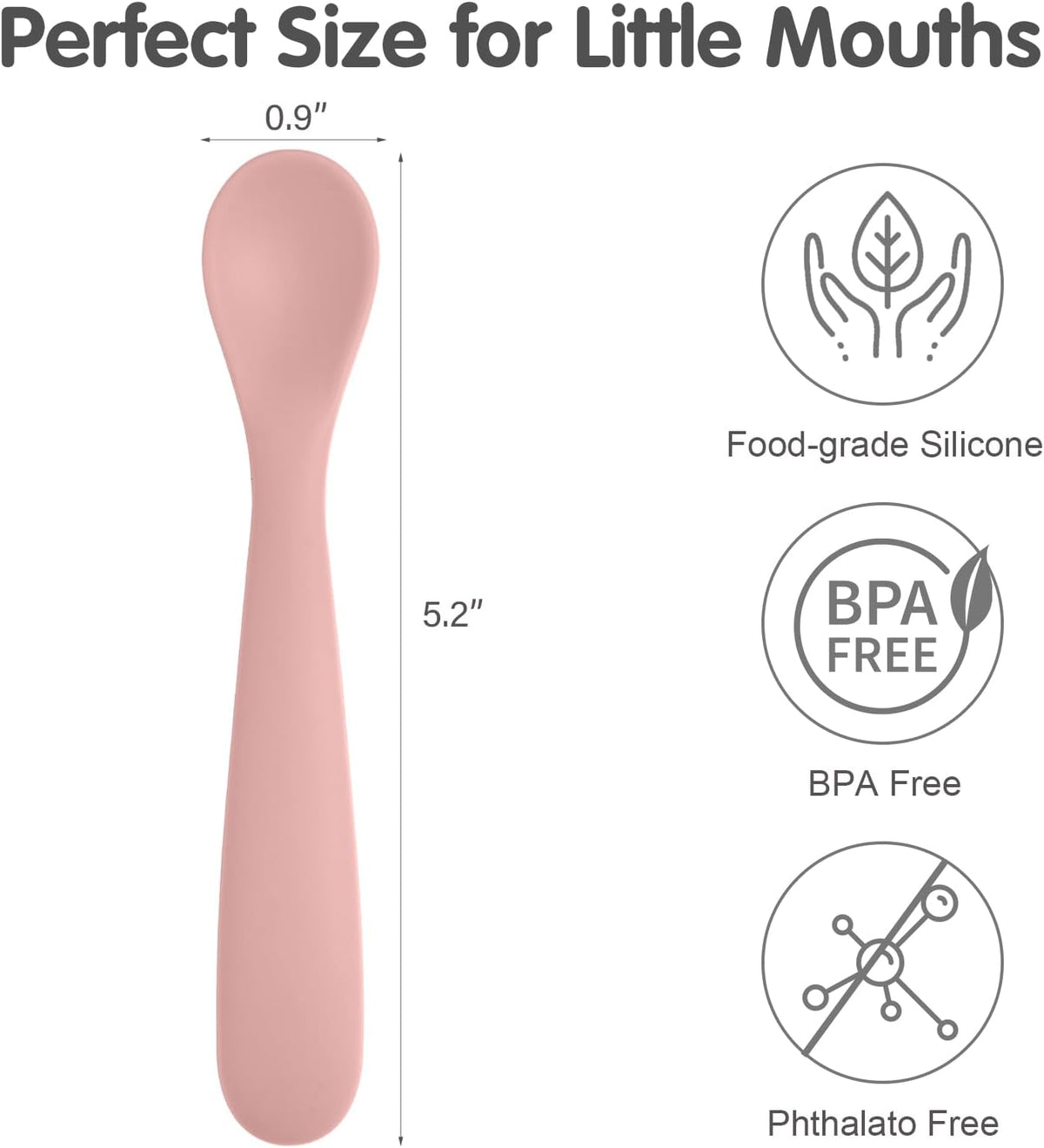 6 Pack Silicone Baby Spoons Self Feeding 6 Months+, BPA Free