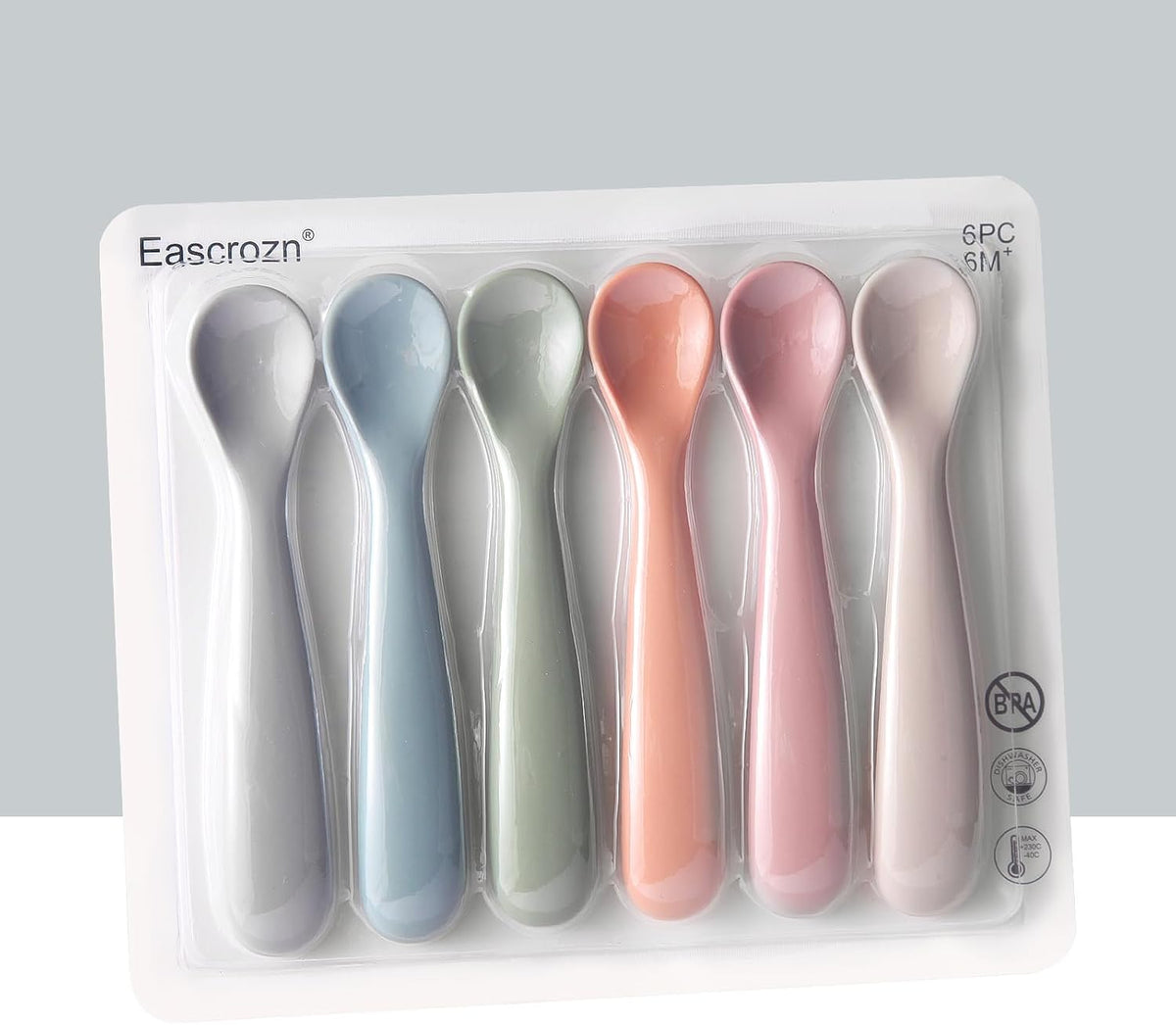6 Pack Silicone Baby Spoons Self Feeding 6 Months+, BPA Free