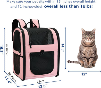 Cat Carrier Backpack for Small Dogs and Cats Up to 18 lb