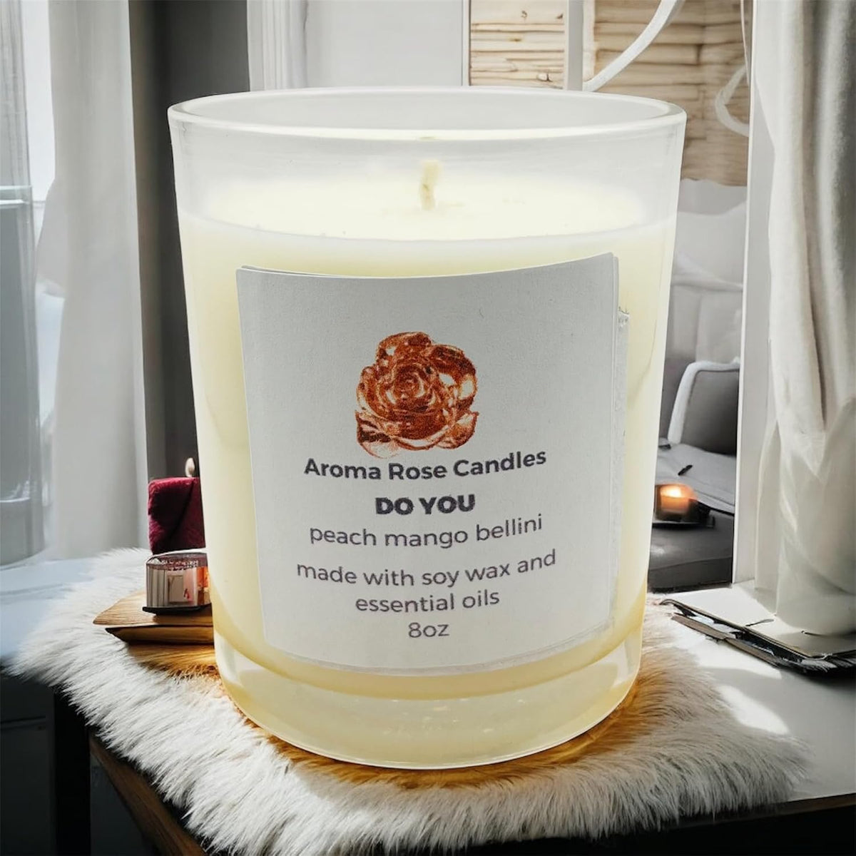 Do You Peach Mango Bellini Soy Wax Candle, 8 oz, Essential Oils Scented