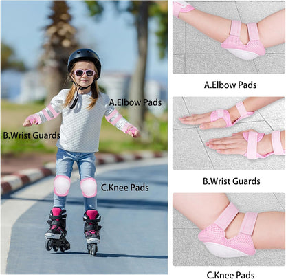 Kids/Youth Knee Pads and Elbow Pads Set with Wrist Guard 3 in 1 Kids Protective Gear Set for 3-14 Years for Skateboarding, Skiing, Cycling, BMX Biking, Running, Scooter
