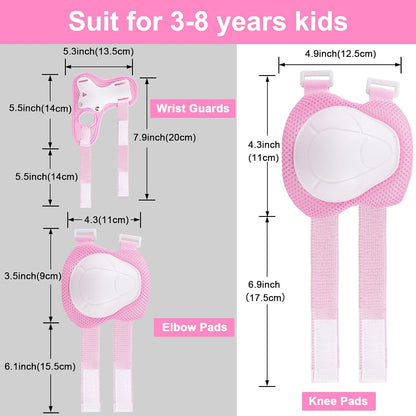 Kids/Youth Knee Pads and Elbow Pads Set with Wrist Guard 3 in 1 Kids Protective Gear Set for 3-14 Years for Skateboarding, Skiing, Cycling, BMX Biking, Running, Scooter