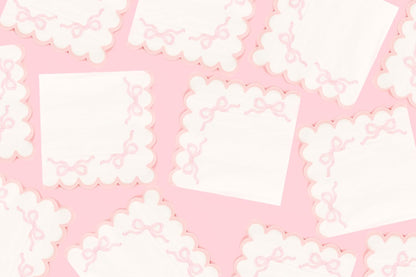Pink Coquette Bow Party Napkins | 5" Cocktail 3-Ply 50 Pack | | Pink Bow Theme Party Decorations | First Birthday Baby Shower She's Tying the Knot Bachelorette Party | Premium Quality