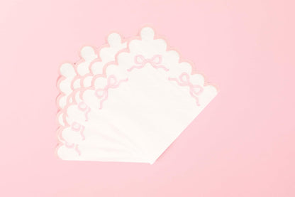 Pink Coquette Bow Party Napkins | 5" Cocktail 3-Ply 50 Pack | | Pink Bow Theme Party Decorations | First Birthday Baby Shower She's Tying the Knot Bachelorette Party | Premium Quality