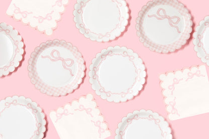Pink Coquette Bow Party Napkins | 5" Cocktail 3-Ply 50 Pack | | Pink Bow Theme Party Decorations | First Birthday Baby Shower She's Tying the Knot Bachelorette Party | Premium Quality