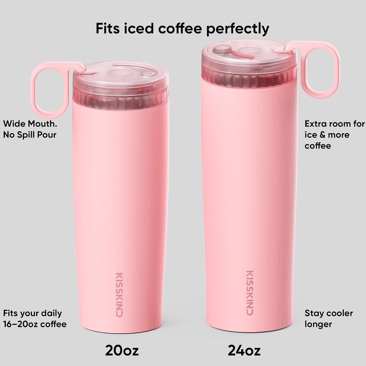 Leakproof Iced Coffee Tumbler 20 oz, Insulated Ceramic Lined Cup