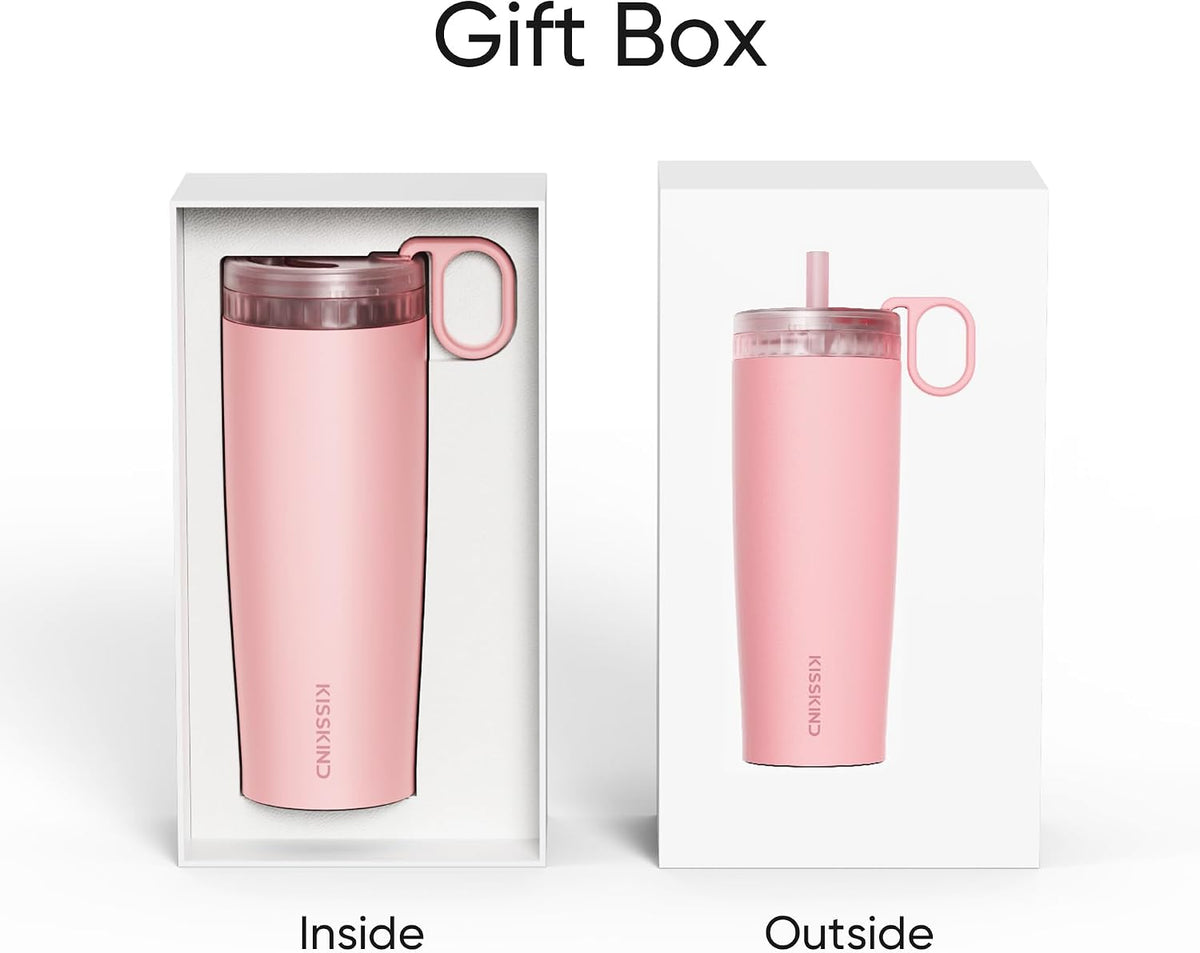 Leakproof Iced Coffee Tumbler 20 oz, Insulated Ceramic Lined Cup