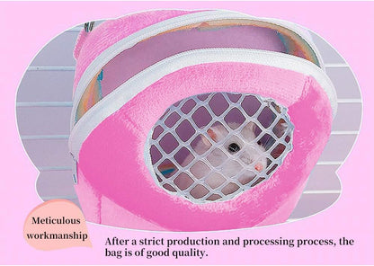 WishLotus Hamster Carrier Bag, Portable Outgoing Travel Handbags with Nylon Straps Small Pet Pouch for Hamster Rat Mini Hedgehog (Pink, S)