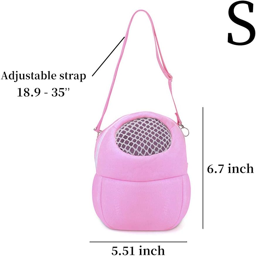 WishLotus Hamster Carrier Bag, Portable Outgoing Travel Handbags with Nylon Straps Small Pet Pouch for Hamster Rat Mini Hedgehog (Pink, S)